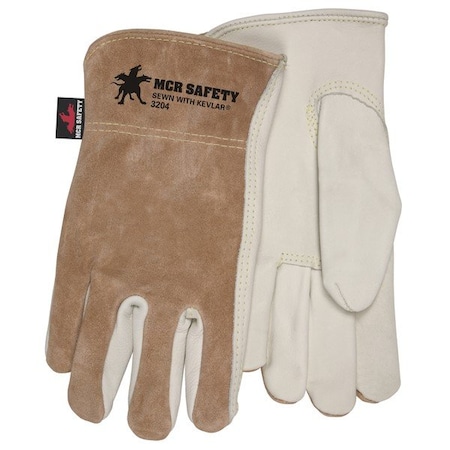 Mcr Safety Memphis Drivers Gloves, Medium, Leather, Beige, PR 3204M